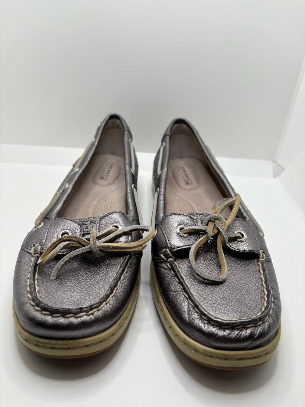 Sperry Top Sider Women Size 8.5 Boat Deck Shoes Casual Flats Silver Sparkle